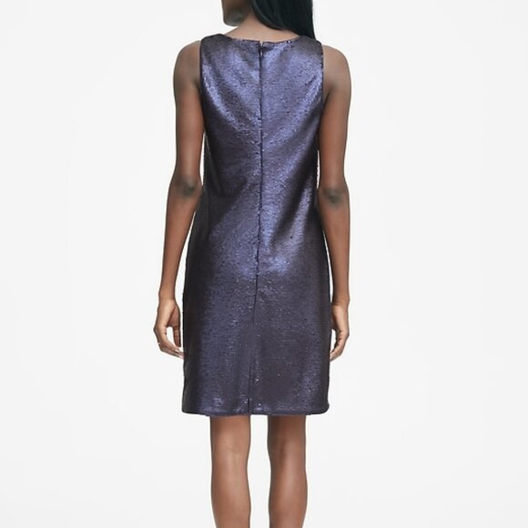 Banana Republic Sequin V-Neck Shift Dress in Navy Size 4 - Picture 2 of 6